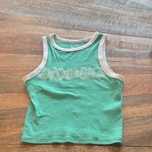 Hollister Green Tank Top with Floral Pattern